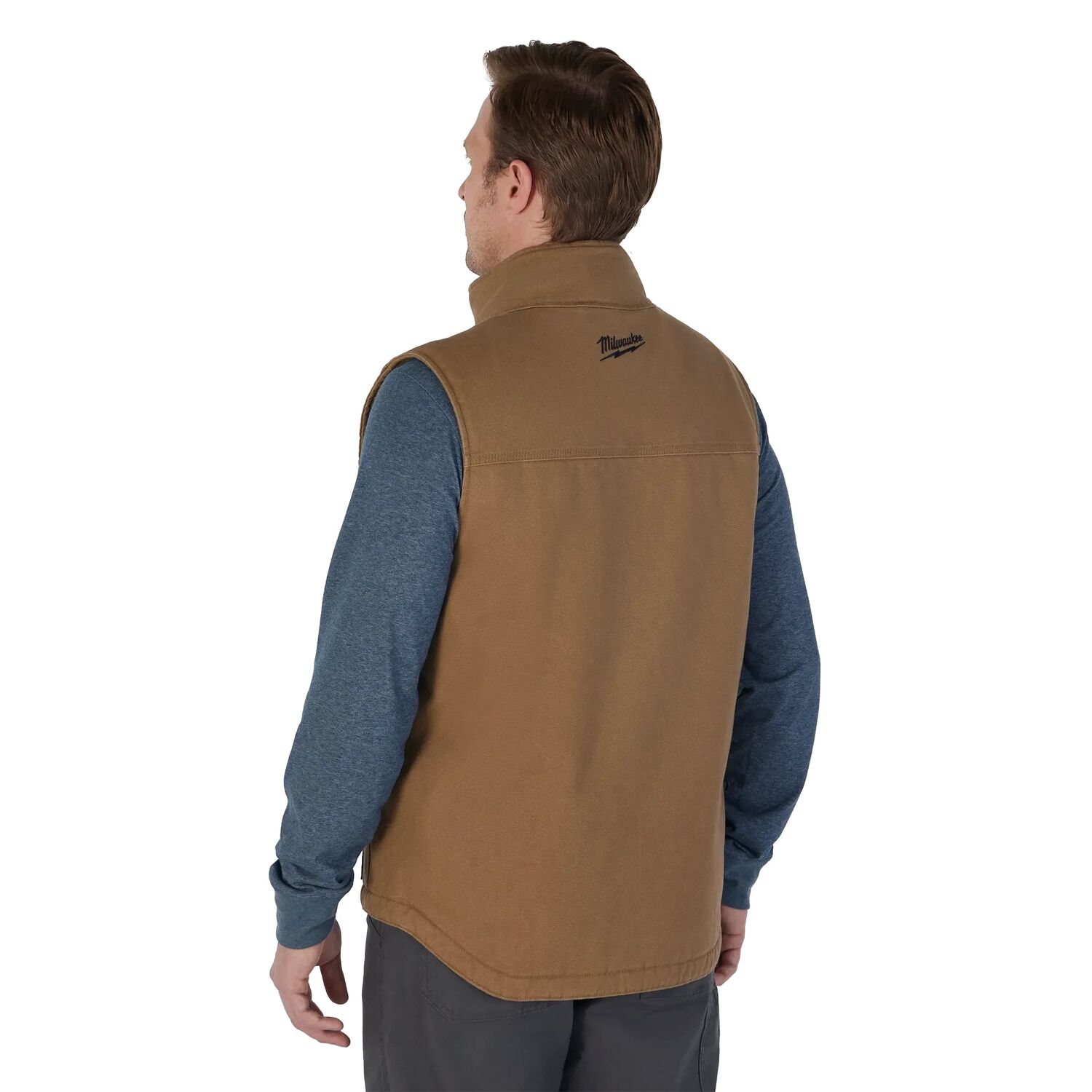 Milwaukee Men's GRIDIRON Sherpa Lined Vest in Brown