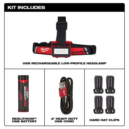 Milwaukee RedLithium USB 600 Lumen Low-Profile Headlamp (3.0Ah) Kit 2115-21