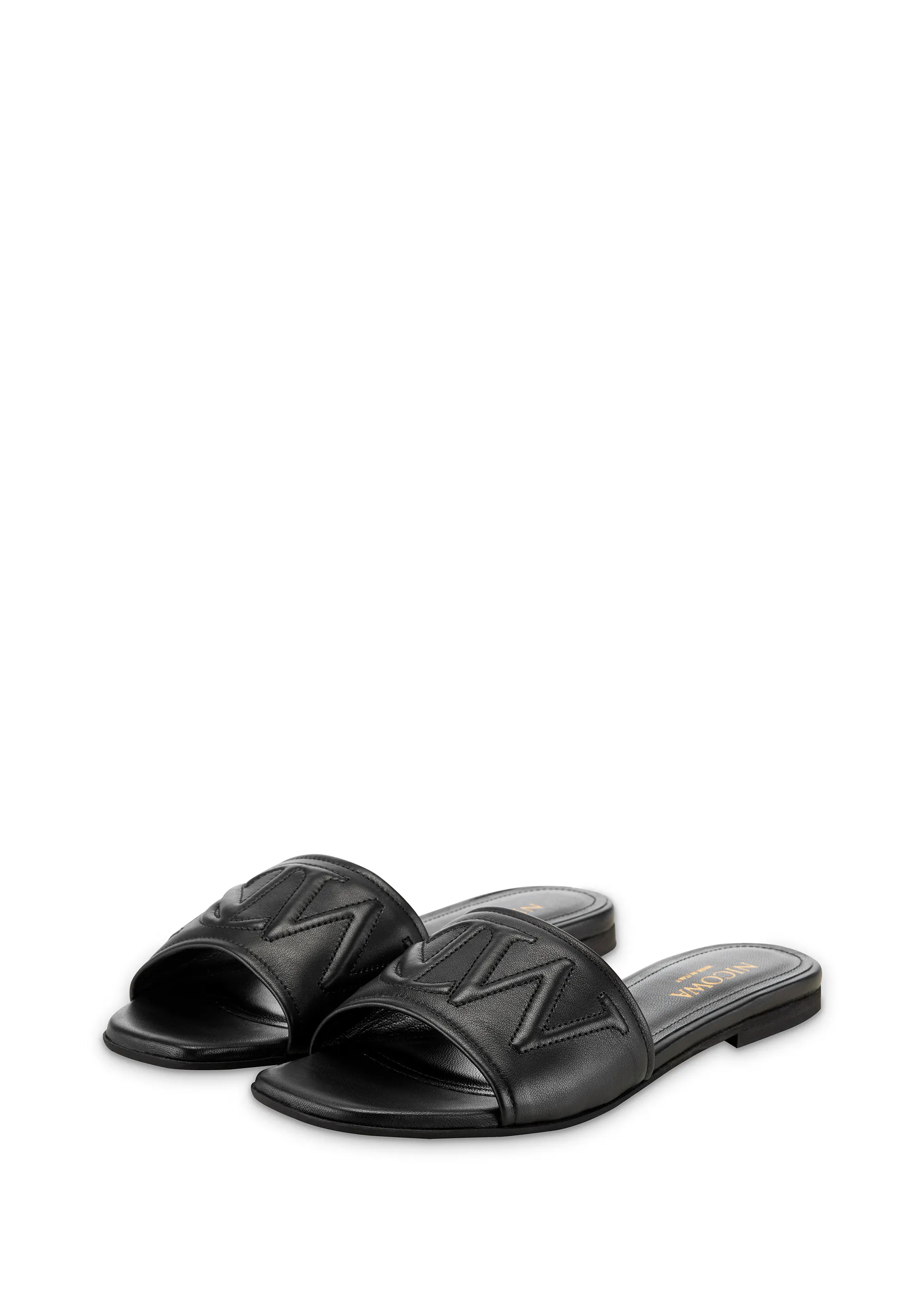 Monogram slide sandals - LAUREWI NCW in Black