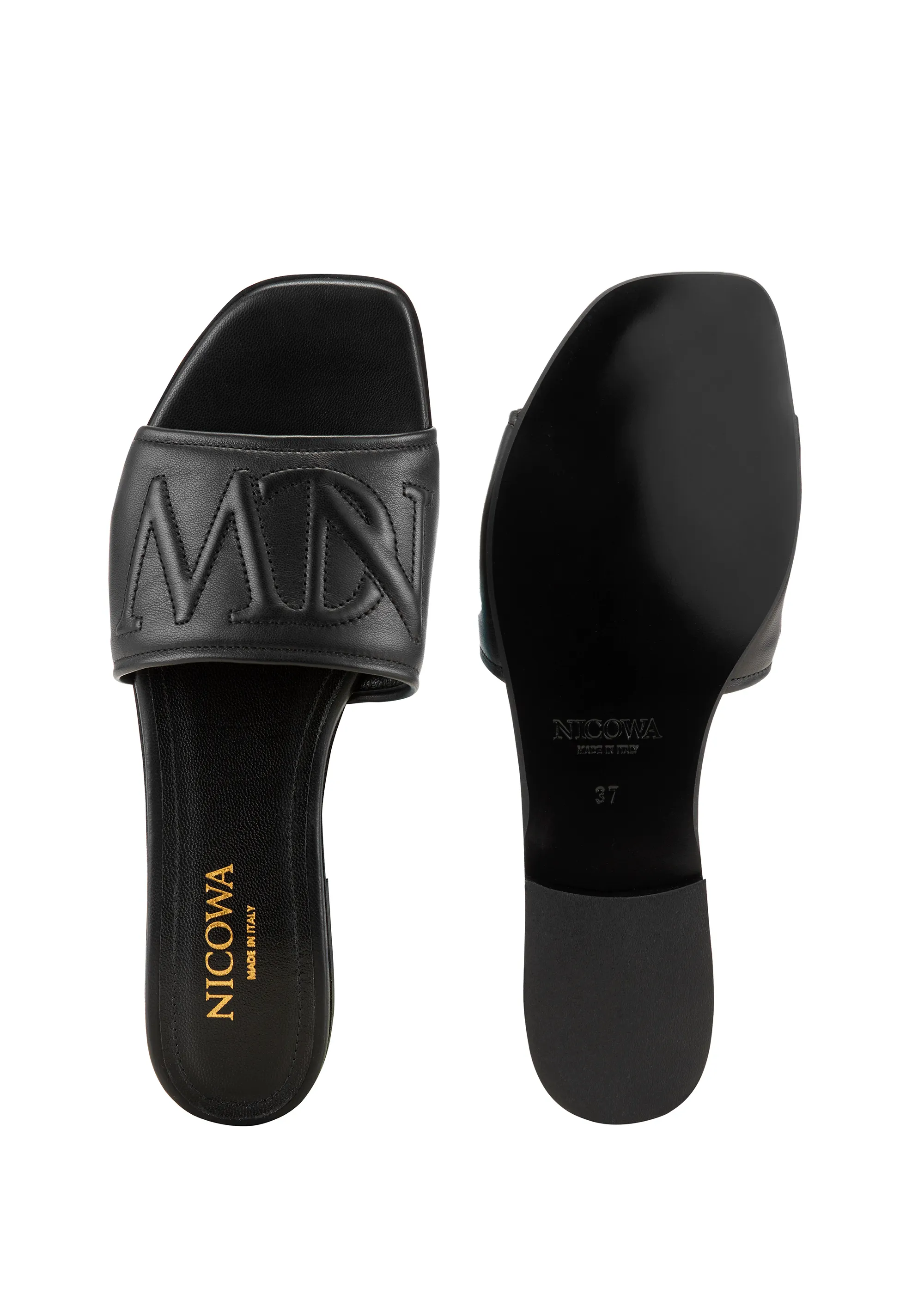 Monogram slide sandals - LAUREWI NCW in Black