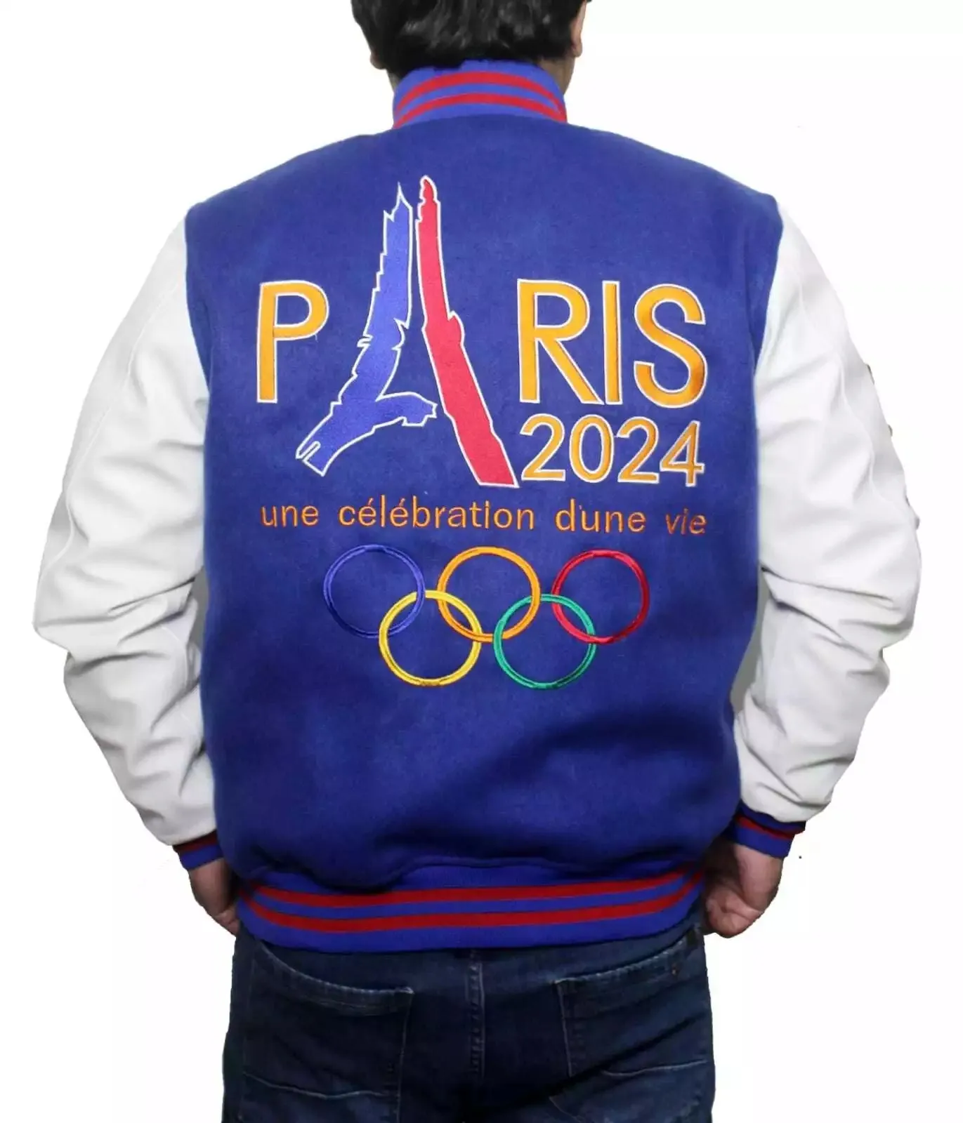 Paris 2024 Olympics Sports Varsity Jacket With Wool & Faux Leather For Unisex