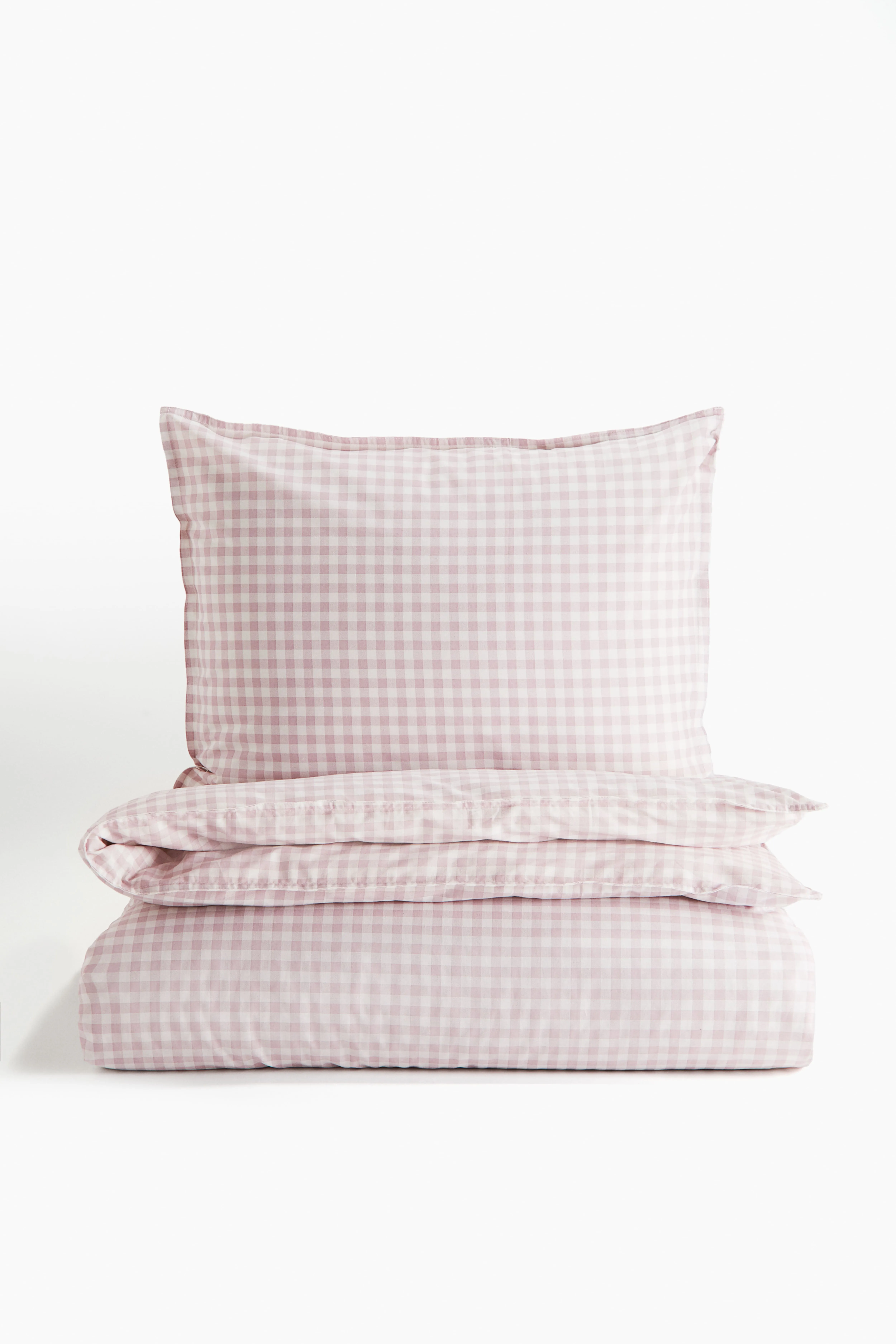 Patterned single duvet cover set - Pink/Gingham-checked - Home All | H&M GB