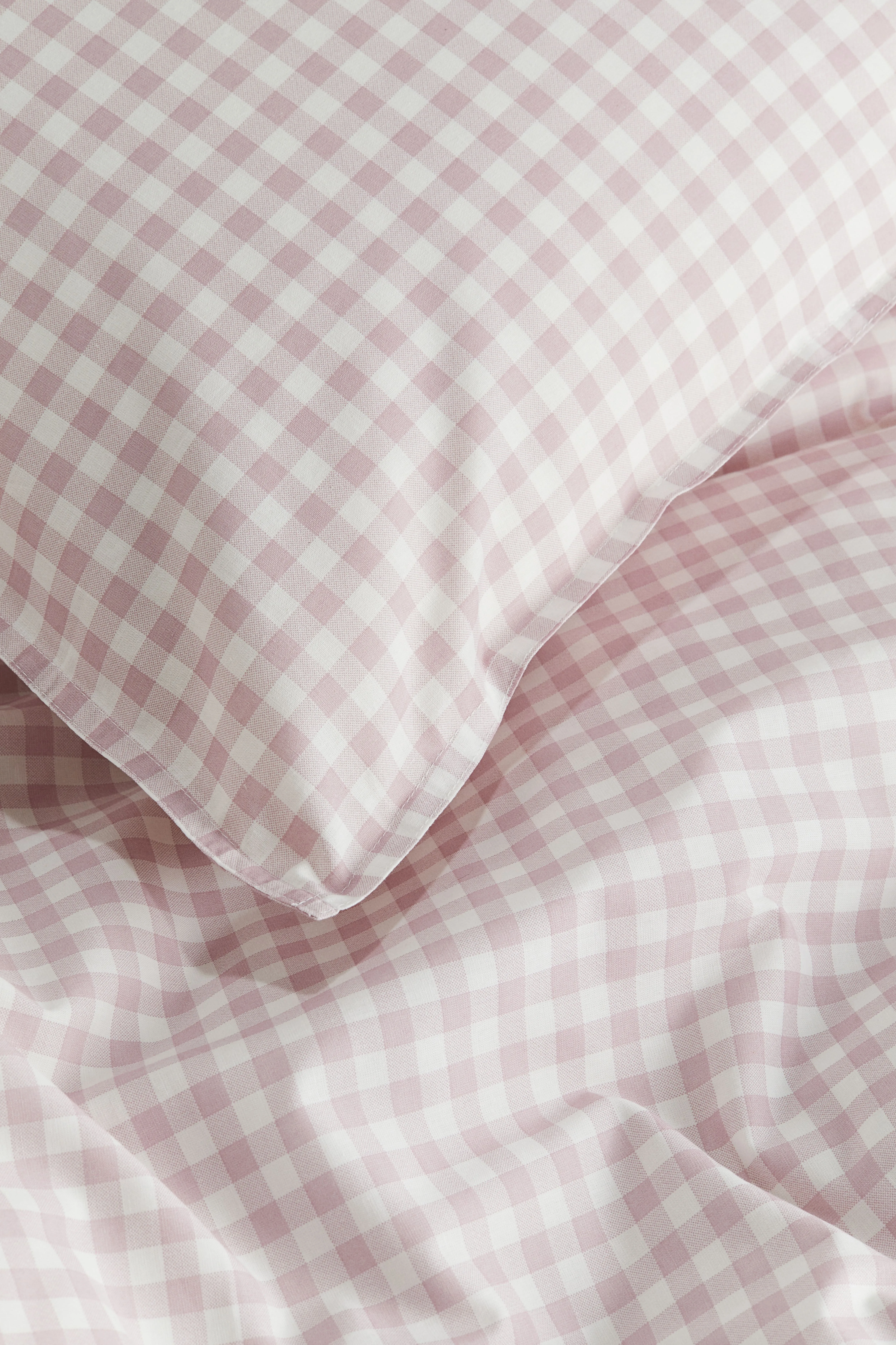 Patterned single duvet cover set - Pink/Gingham-checked - Home All | H&M GB