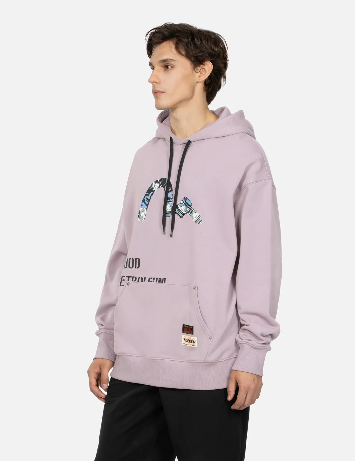 Peeping Godhead Pattern Seagull Print Loose Fit Hoodie