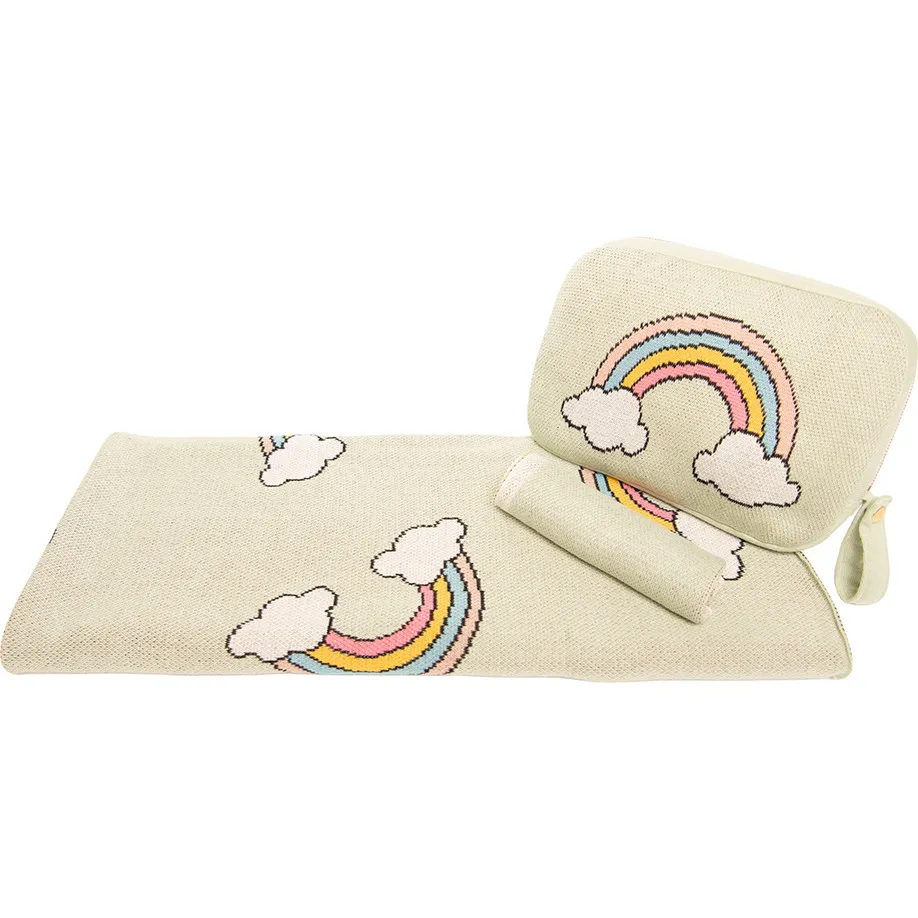 Pink Lemonade Rainbow Baby Blanket Set, Mint