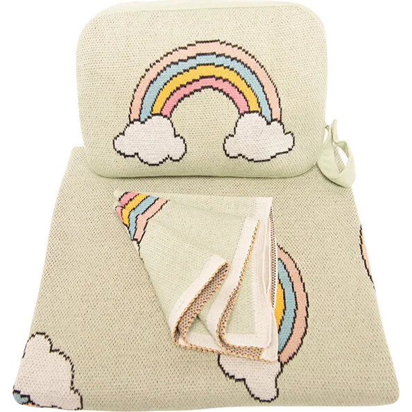 Pink Lemonade Rainbow Baby Blanket Set, Mint