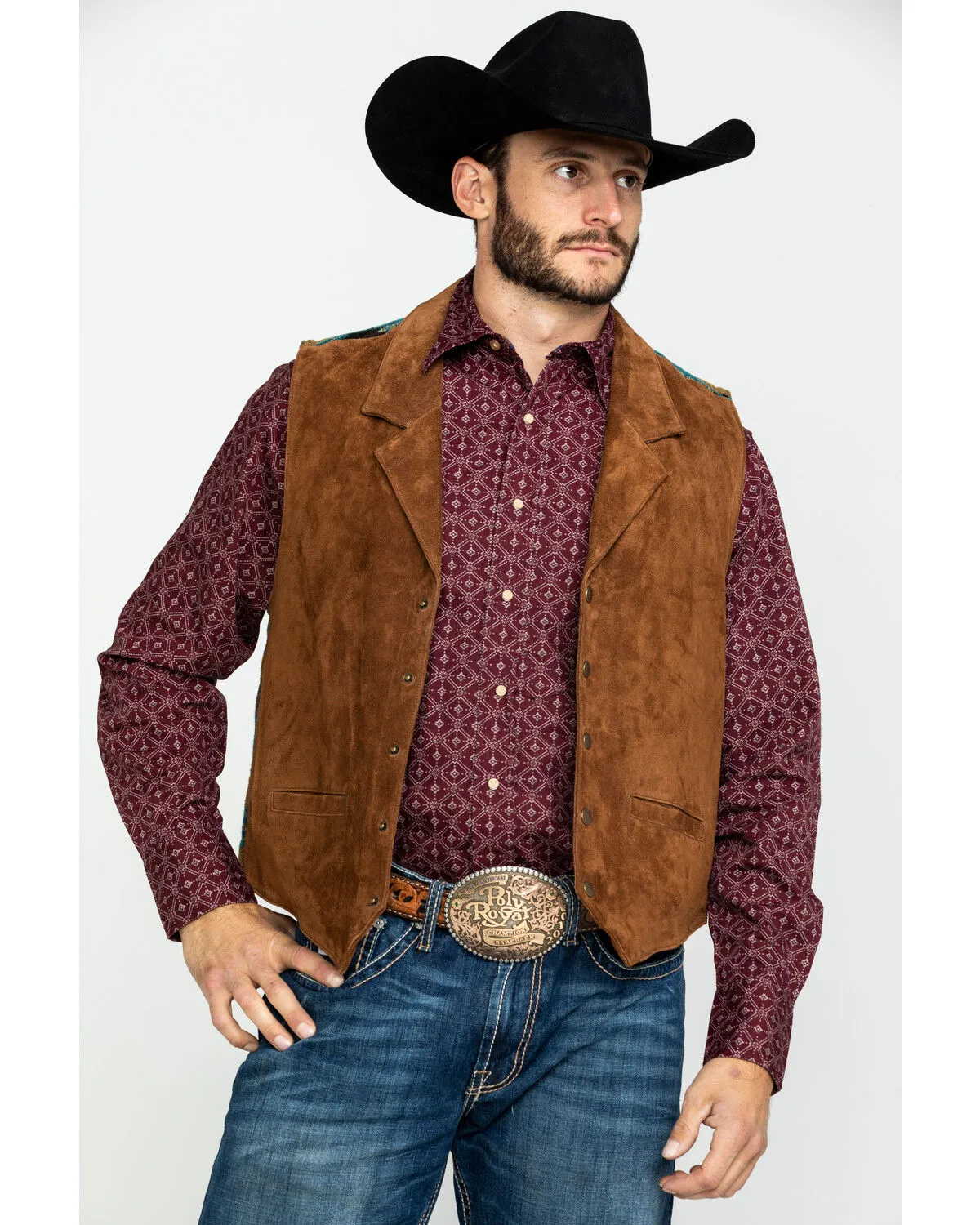 Product Name:  Scully Leatherwear Men's Southwestern Knit Back Suede Vest