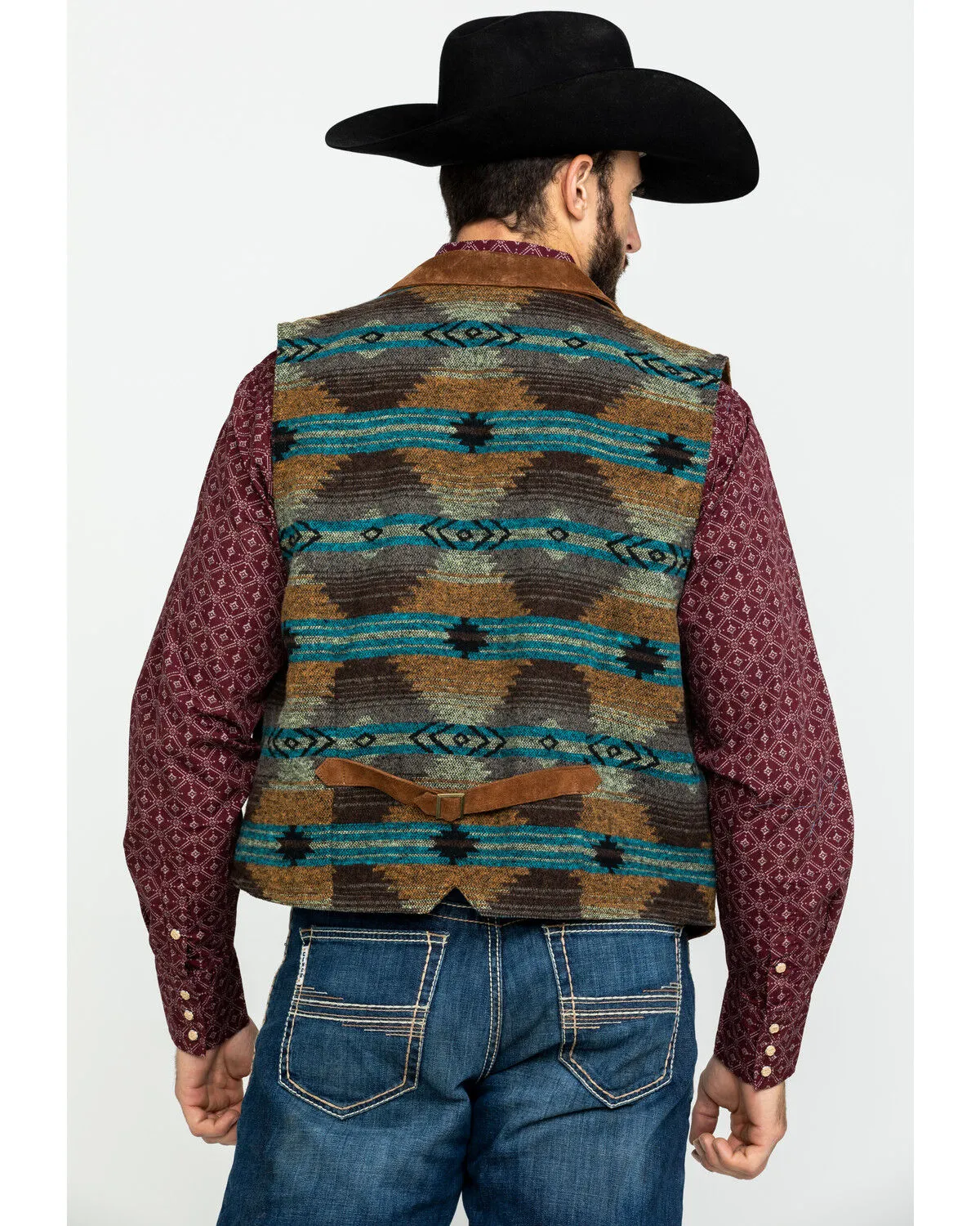 Product Name:  Scully Leatherwear Men's Southwestern Knit Back Suede Vest