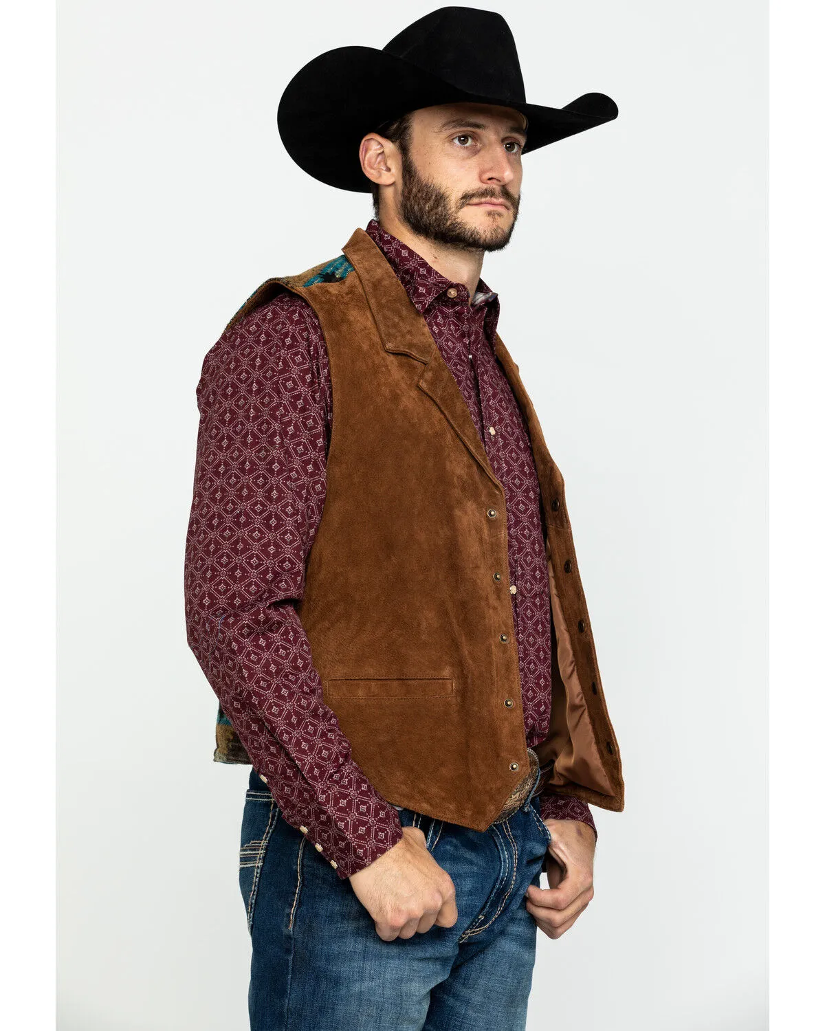 Product Name:  Scully Leatherwear Men's Southwestern Knit Back Suede Vest