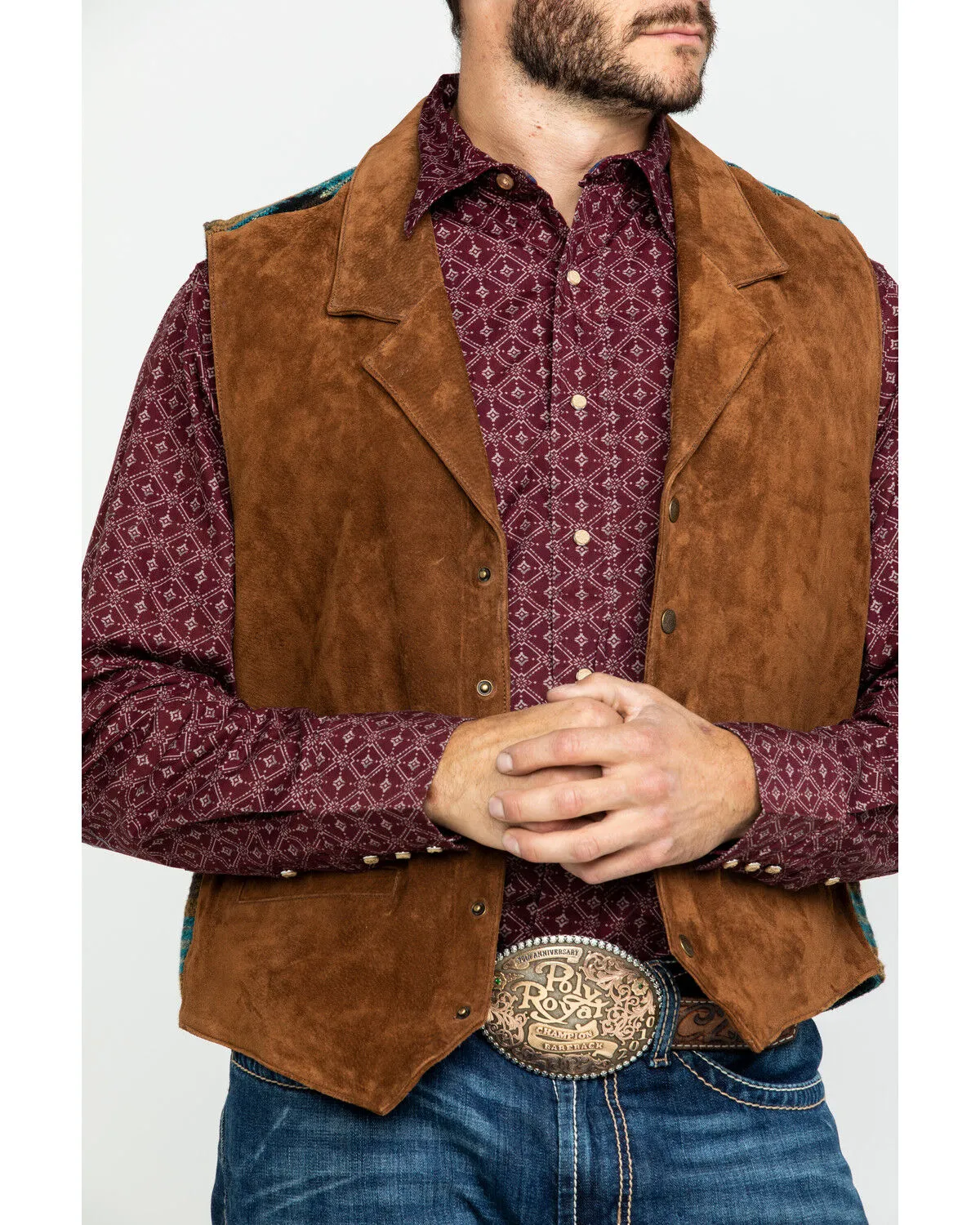 Product Name:  Scully Leatherwear Men's Southwestern Knit Back Suede Vest