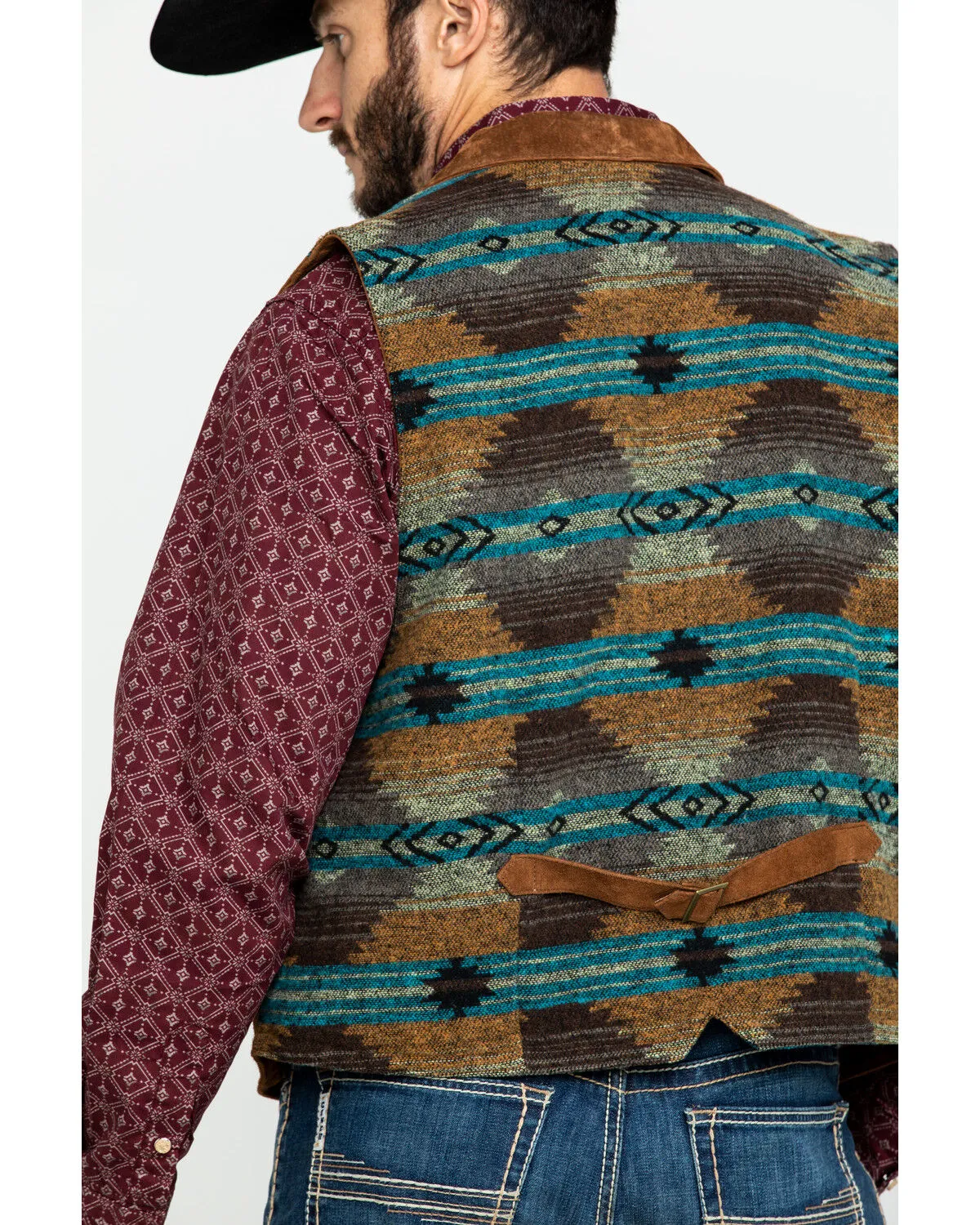 Product Name:  Scully Leatherwear Men's Southwestern Knit Back Suede Vest