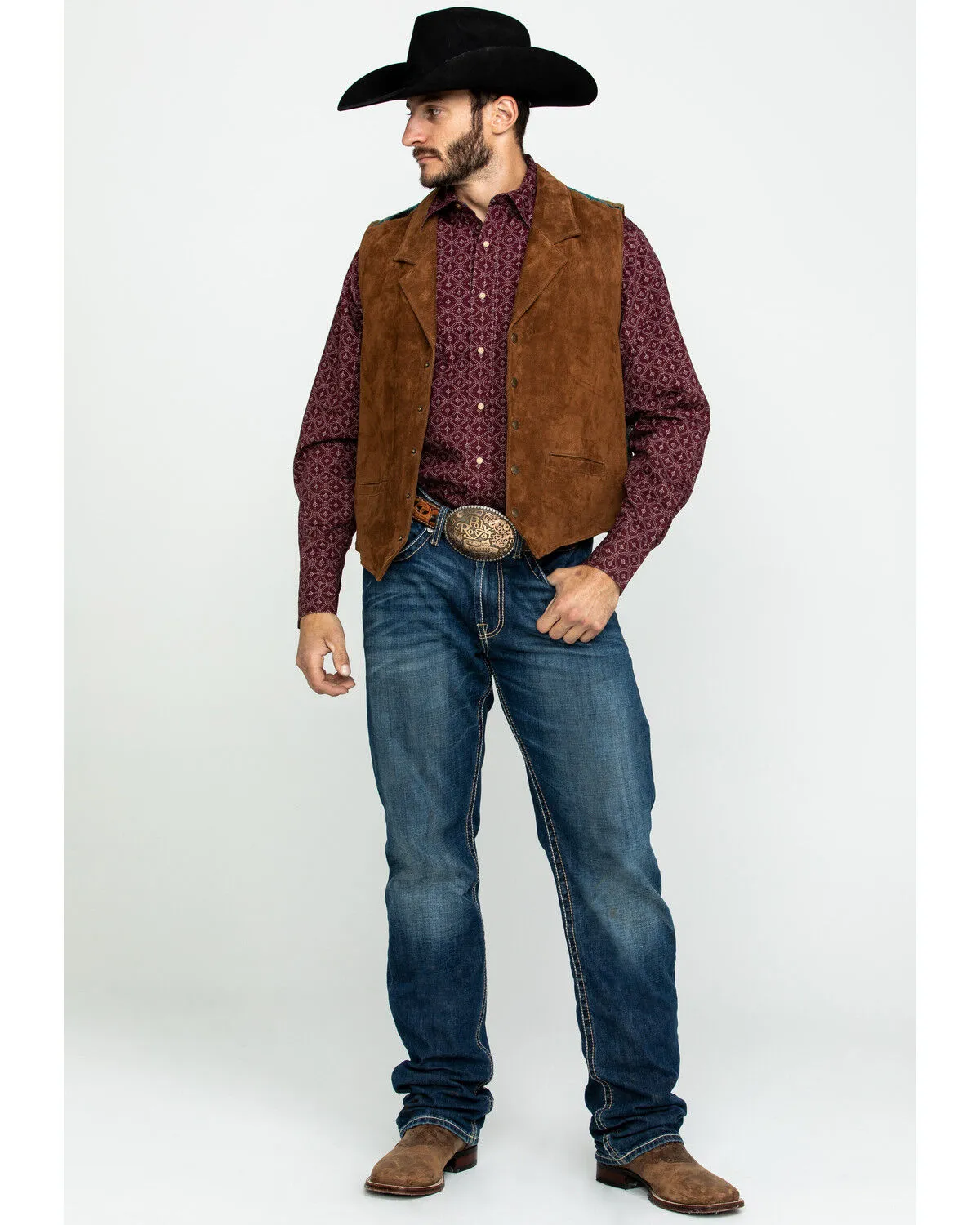 Product Name:  Scully Leatherwear Men's Southwestern Knit Back Suede Vest