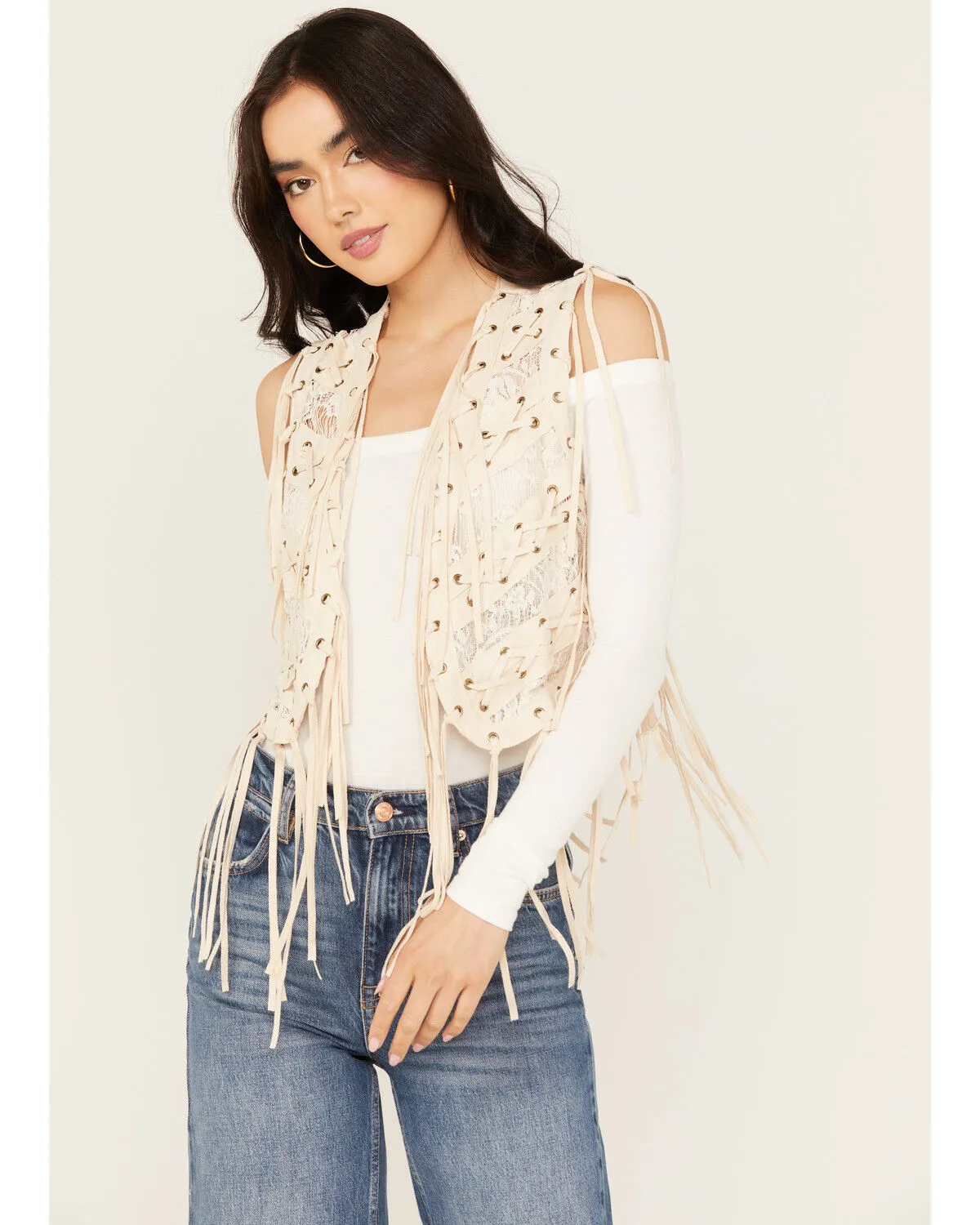 Product Name:  Vocal Women's Braided Lace Fringe Vest