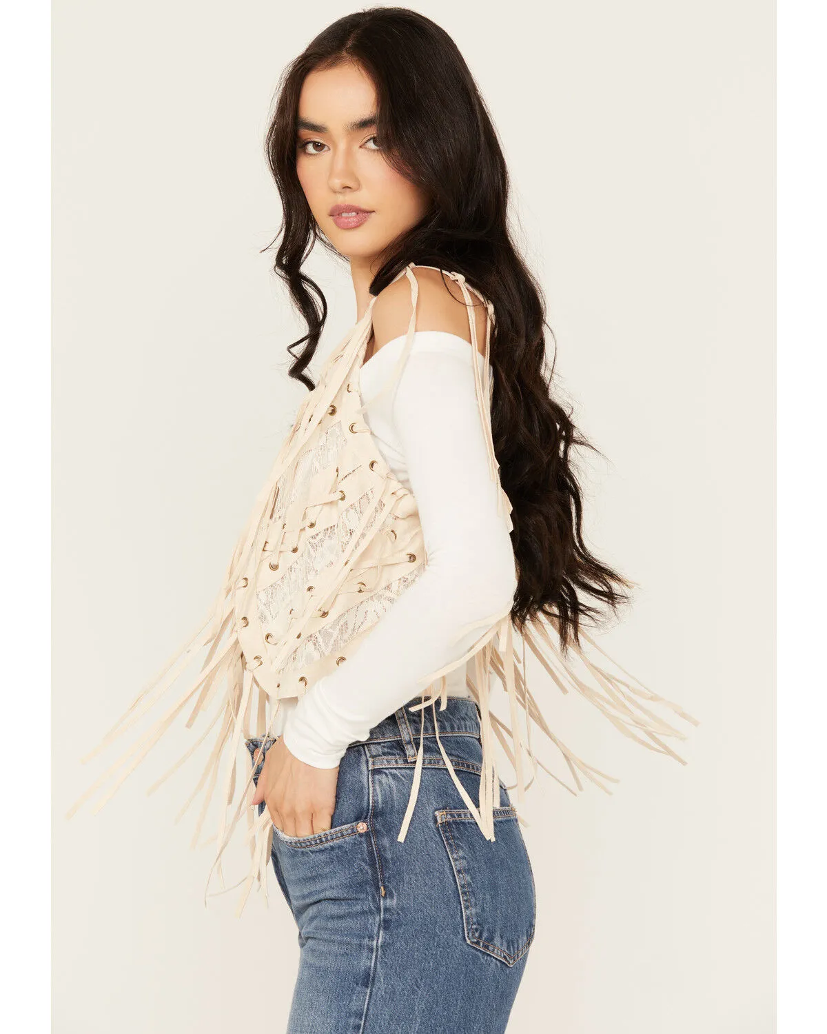 Product Name:  Vocal Women's Braided Lace Fringe Vest