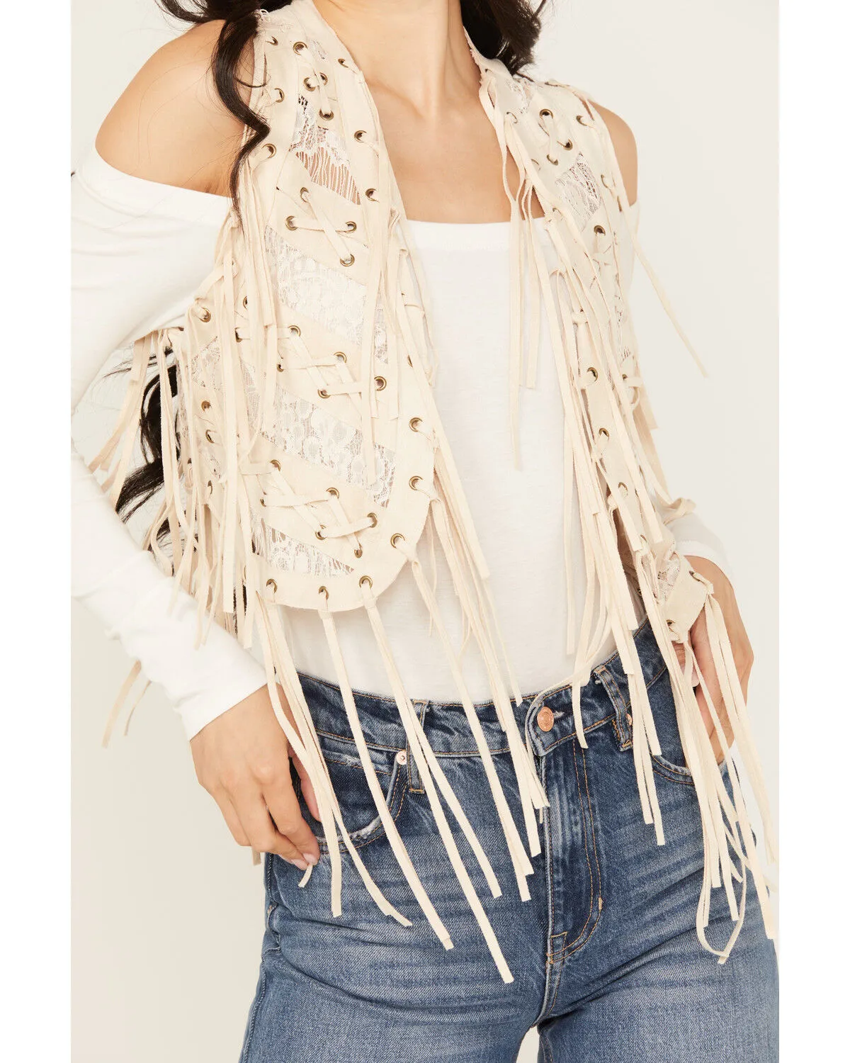 Product Name:  Vocal Women's Braided Lace Fringe Vest