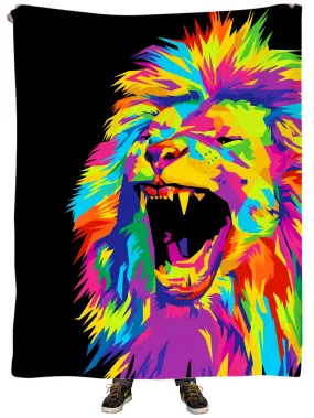 Psychedelic Lion Plush Blanket