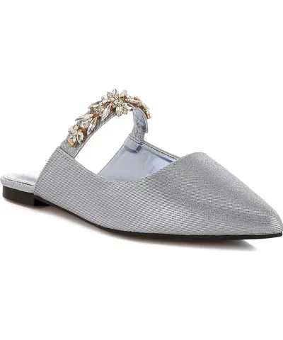 Rag & Co Women's Pink / Purple Magnum Diamante Strap Glitter Mules In Lilac