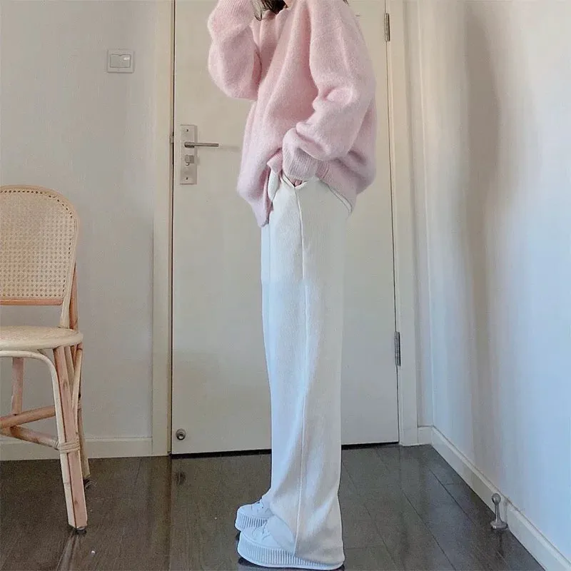 Salty or sweet two-piece set 2024 new autumn style temperament salty street fashion sweet sweater wide-leg pants suit