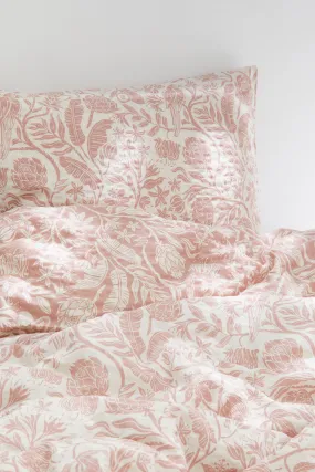 Seersucker single duvet cover set - Old rose/Floral - Home All | H&M GB