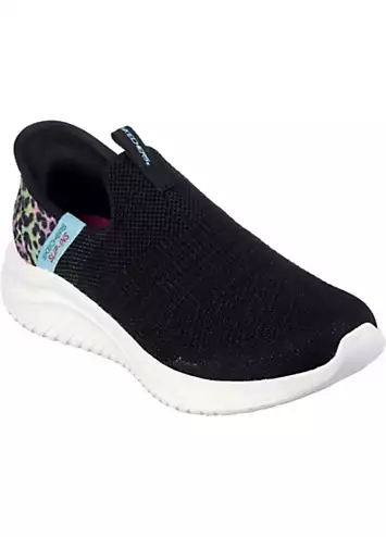 Skechers Girls Black Ultra Flex 3.0 Colory Wild Slip Ins Trainers