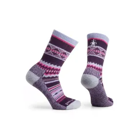 SMARTWOOL SNOWED IN SWEATER CREW SOCKS PURPLE - WOMENS