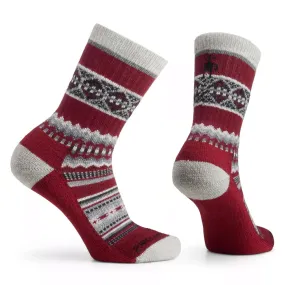 SMARTWOOL SNOWED IN SWEATER CREW SOCKS TIBETAN RED - WOMENS