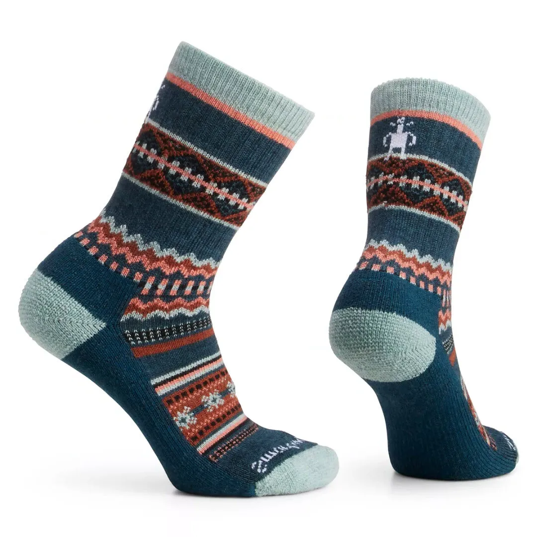 SMARTWOOL SNOWED IN SWEATER CREW SOCKS TWILIGHT BLUE - WOMENS