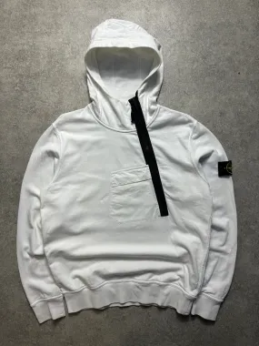 S/S 2015 Stone Island White Asymetrical-Zip Hoodie