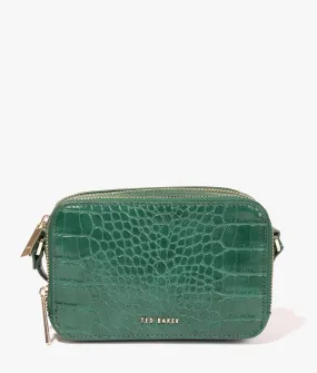 Stina double zip mini camera bag in dark green