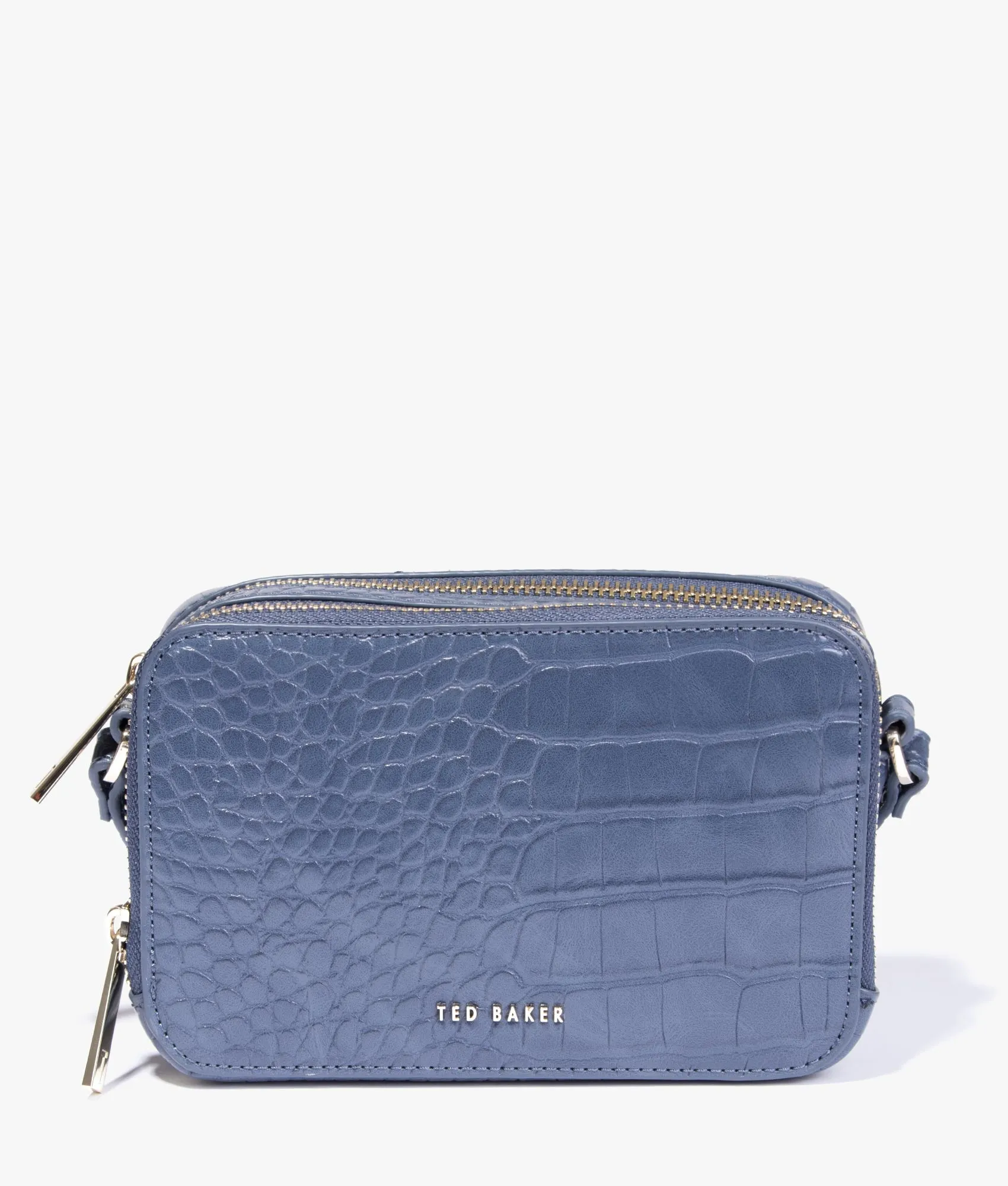 Stina double zip mini camera bag in mid blue