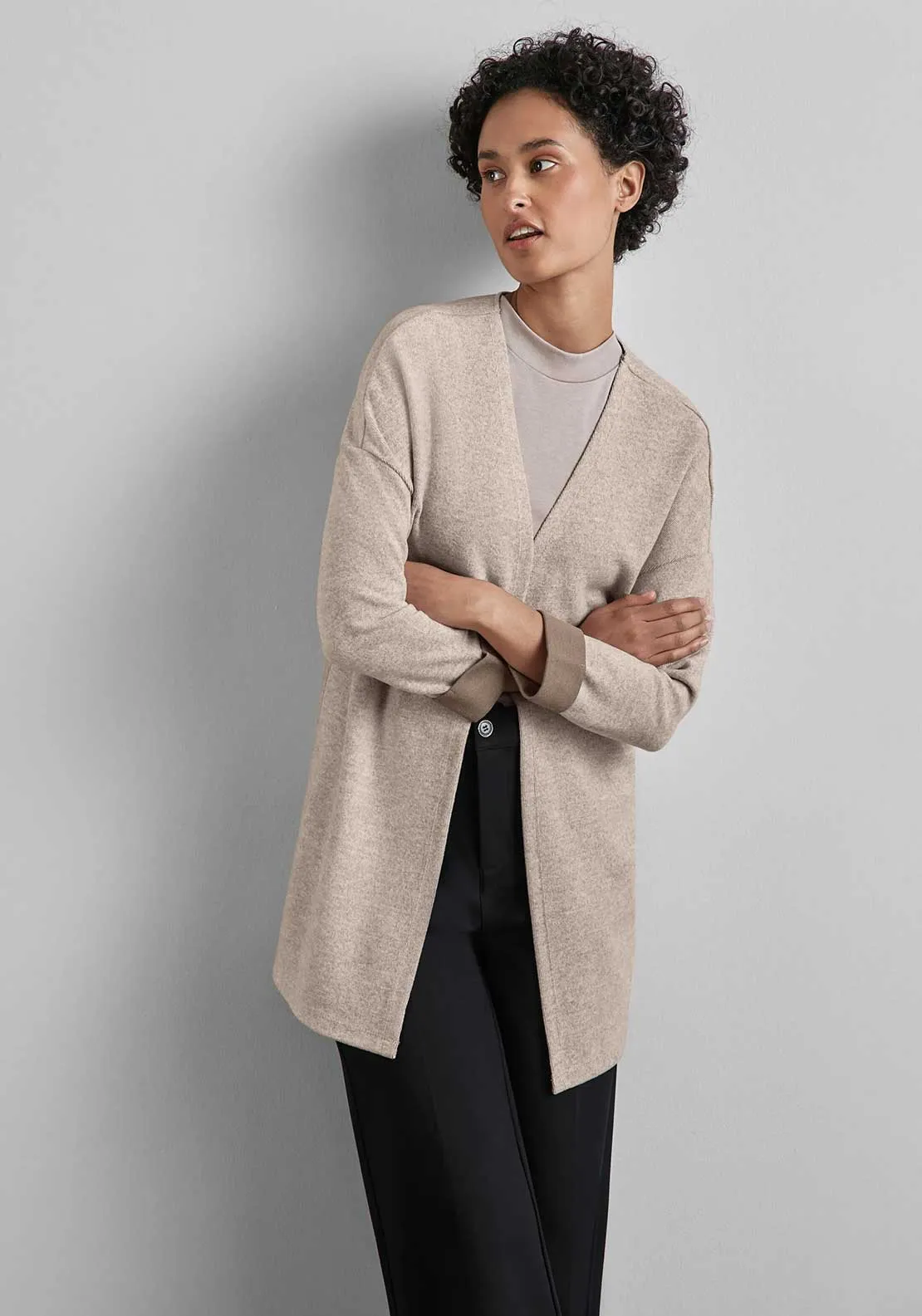 Street One Open Front Cardigan, Beige