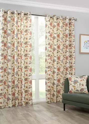 Sundour Shelley Pair of Lined Eyelet Printed Curtains | Kaleidoscope