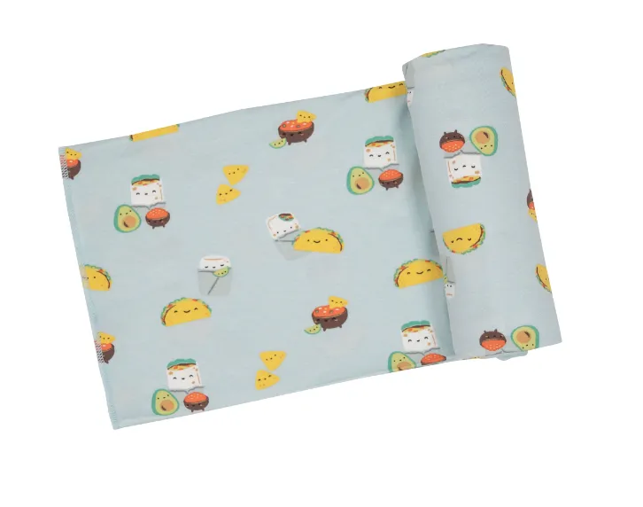 Taco Truck Buddies Blue Multi Swaddle Blanket