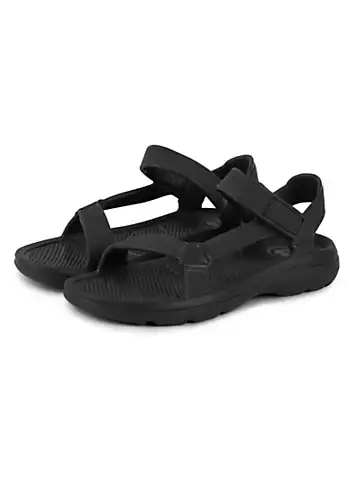 Totes Ladies Black Riley Adjustable Sport Sandals | Kaleidoscope