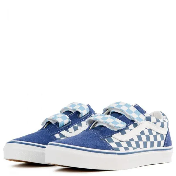 VANS Kids Old Skool V Checkerboard, Blue/ True White