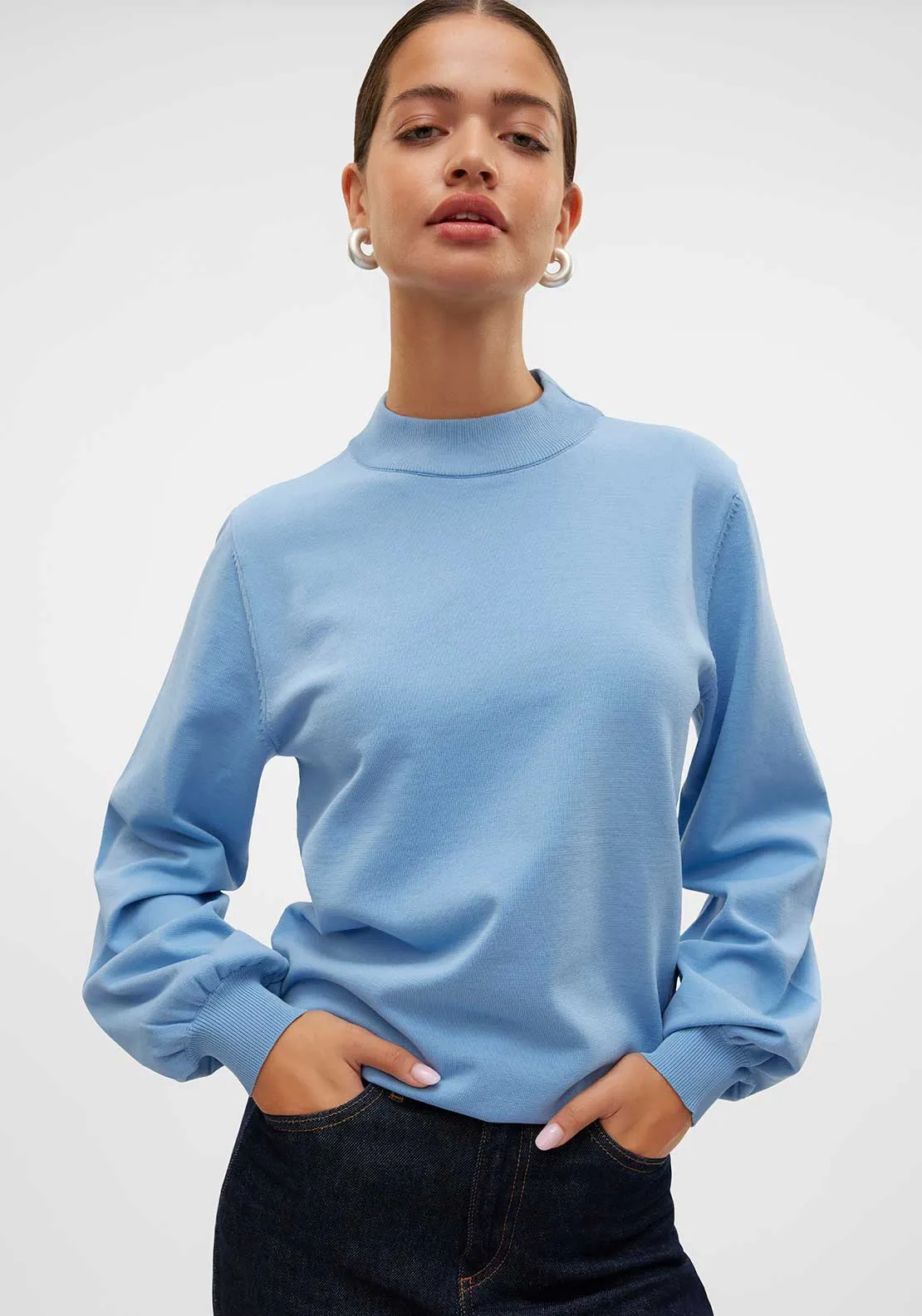 Vero Moda Mercury High Neck Sweater, Allure Blue