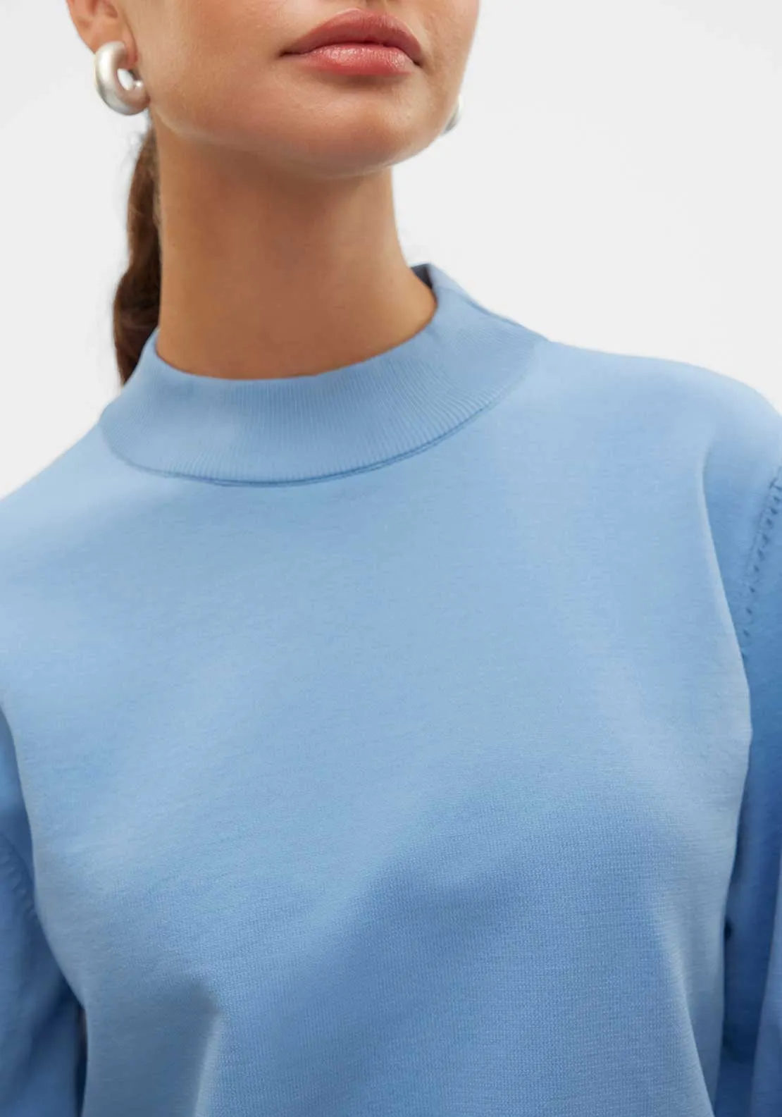 Vero Moda Mercury High Neck Sweater, Allure Blue