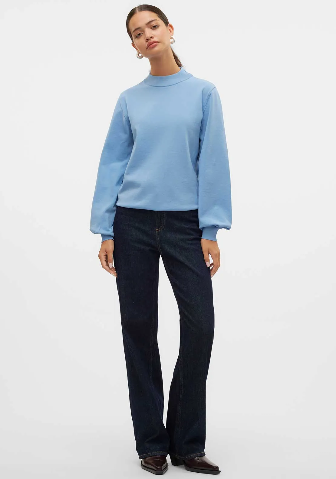 Vero Moda Mercury High Neck Sweater, Allure Blue