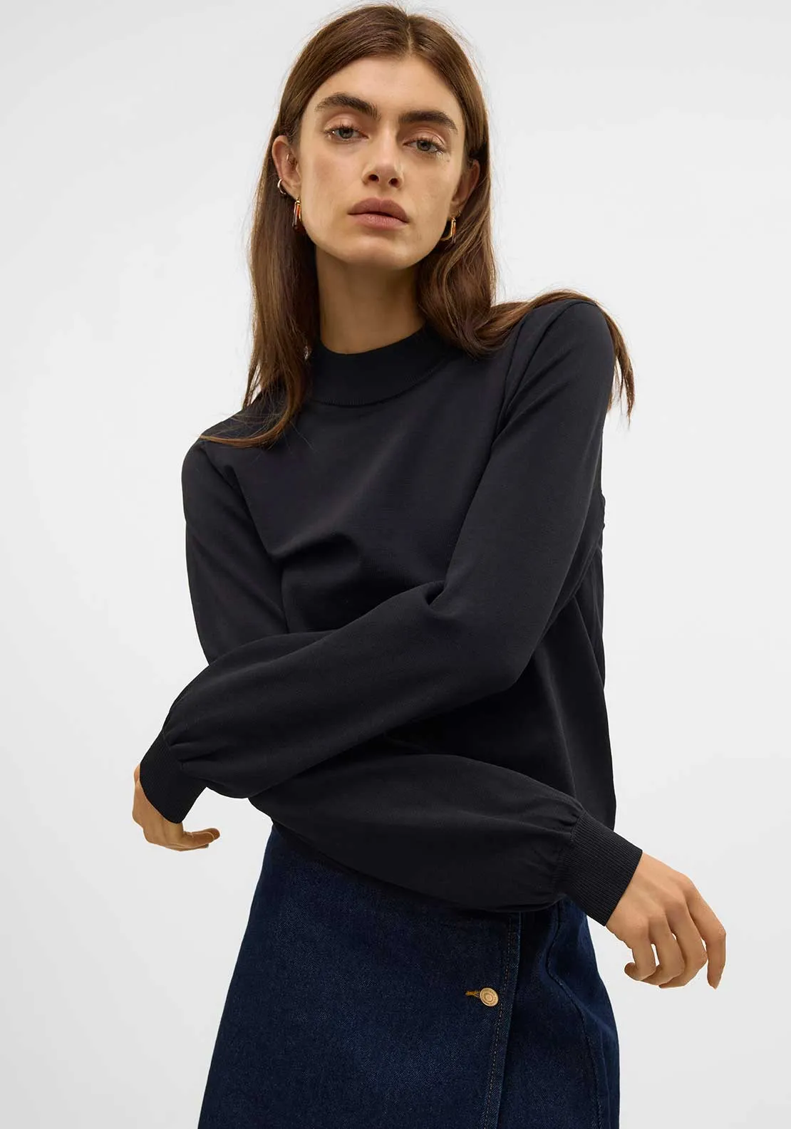 Vero Moda Mercury High Neck Sweater, Black