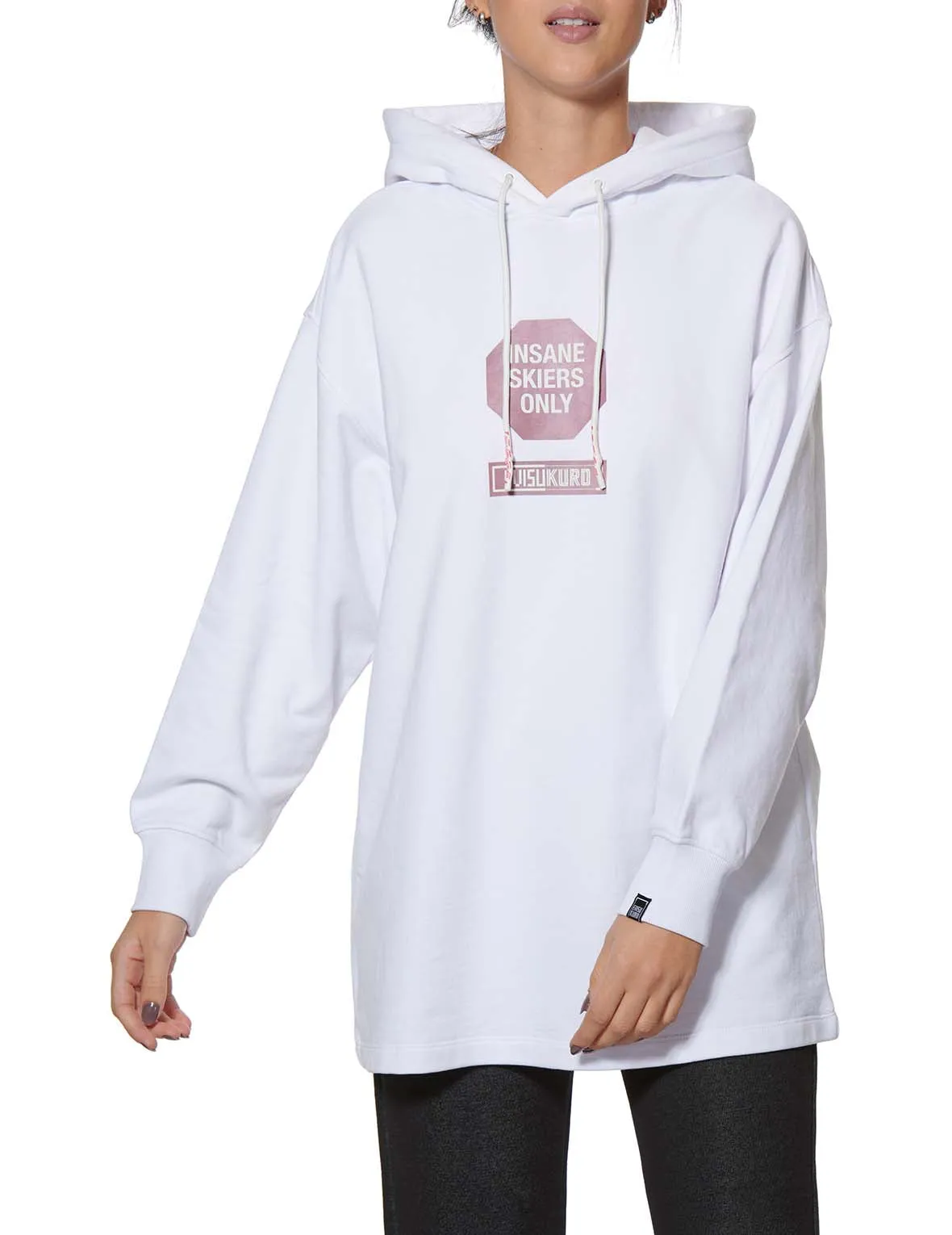 Warning Sign Print Oversized Hoodie