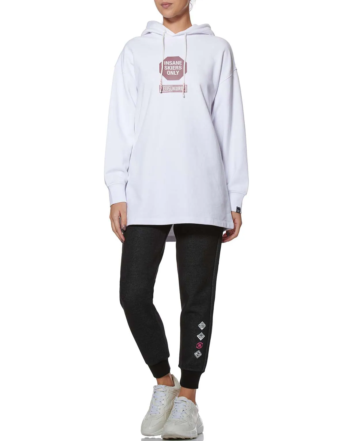 Warning Sign Print Oversized Hoodie