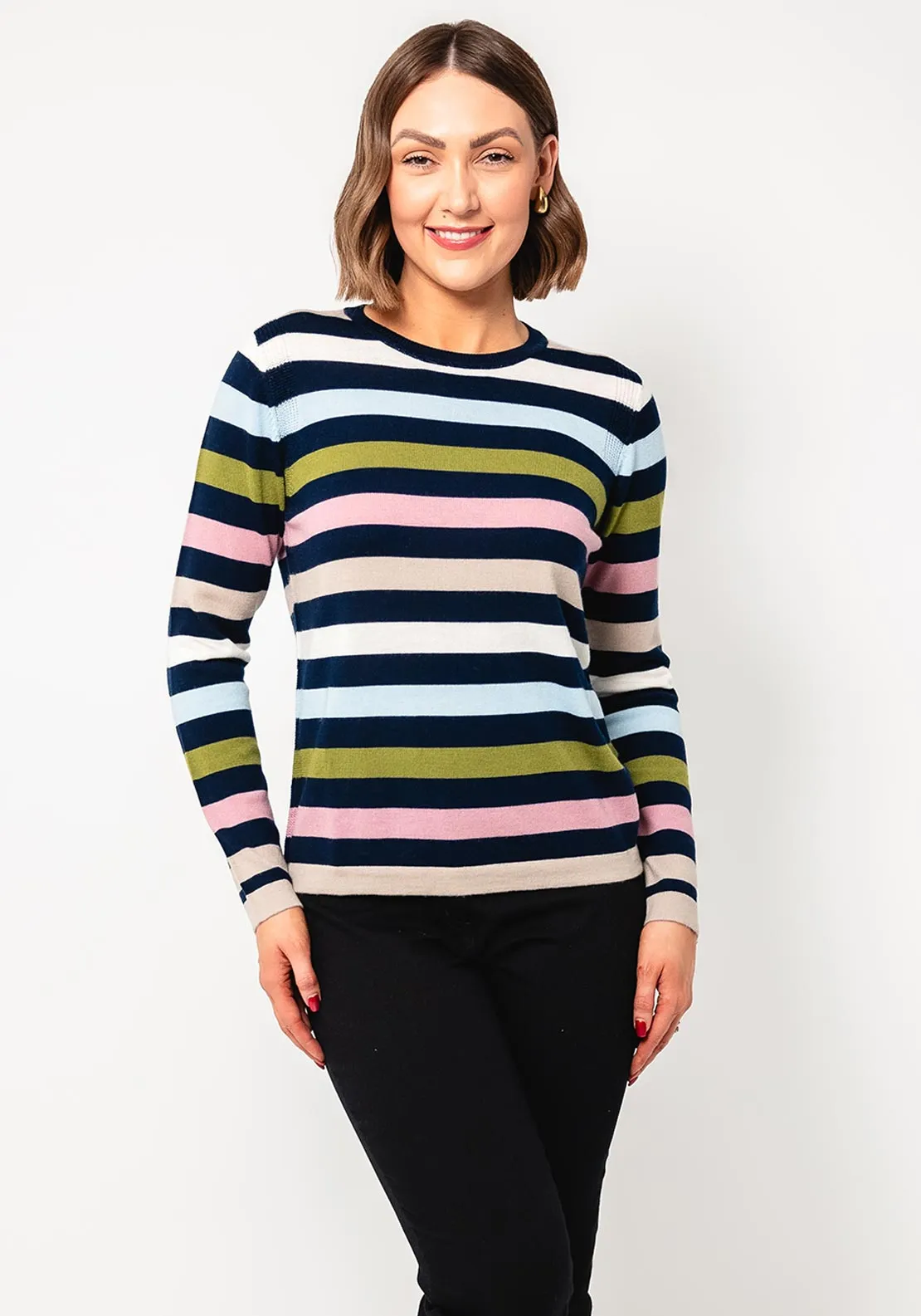 White Stuff Striped Knit Wool Sweater, Multi-Coloured