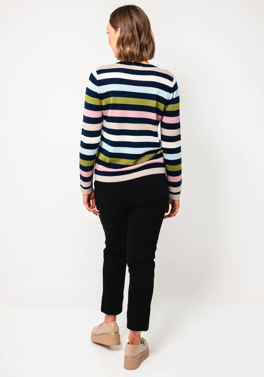 White Stuff Striped Knit Wool Sweater, Multi-Coloured