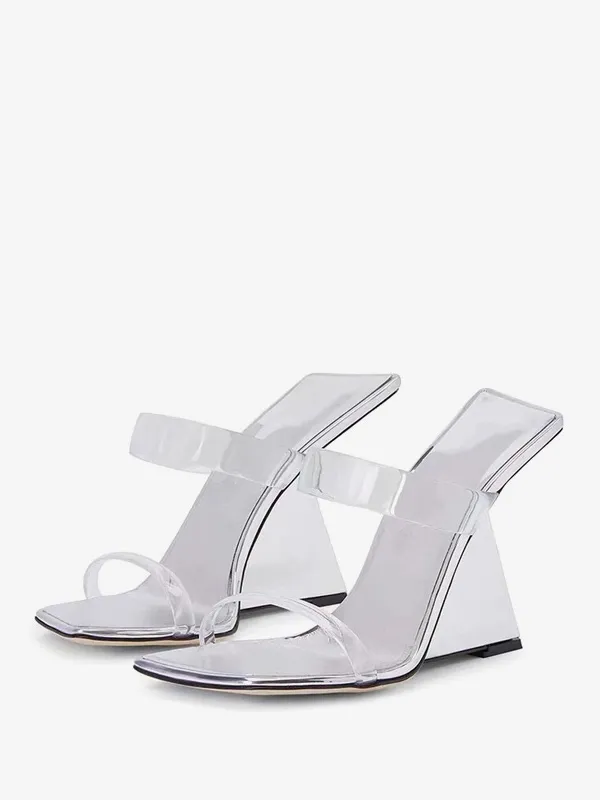 Women's Slip-On Transparent PC Wedge Sandals In