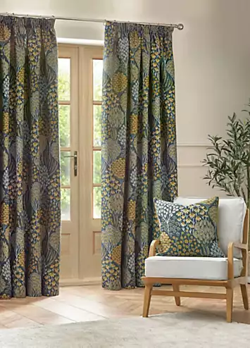 Wylder Nature Ophelia Pencil Pleat Lined Jacquard Curtains | Kaleidoscope