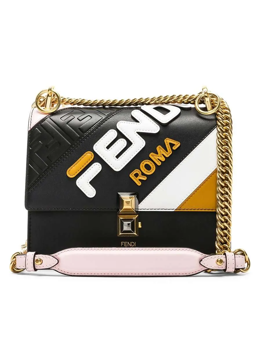 X Fila Small Kan I Black & Multicolour Leather Shoulder Bag