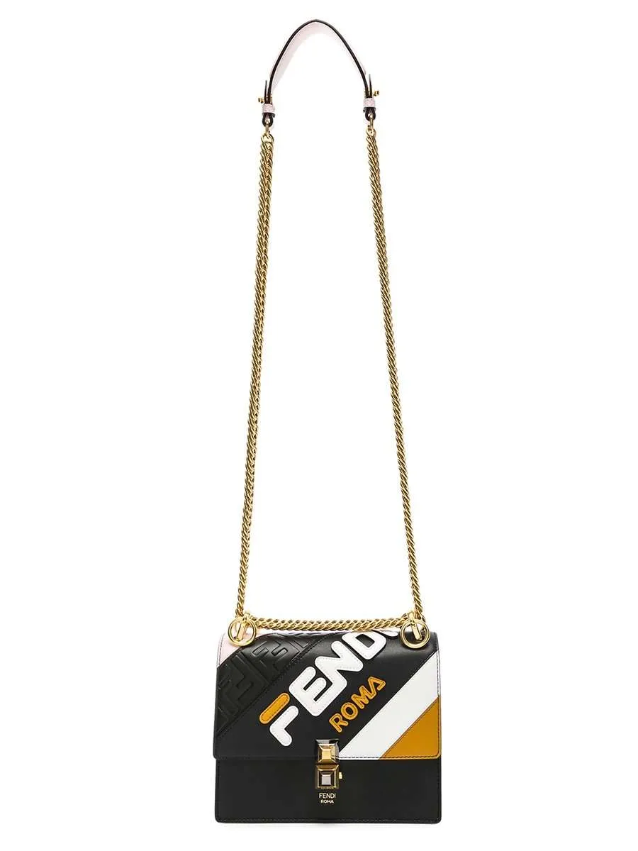 X Fila Small Kan I Black & Multicolour Leather Shoulder Bag