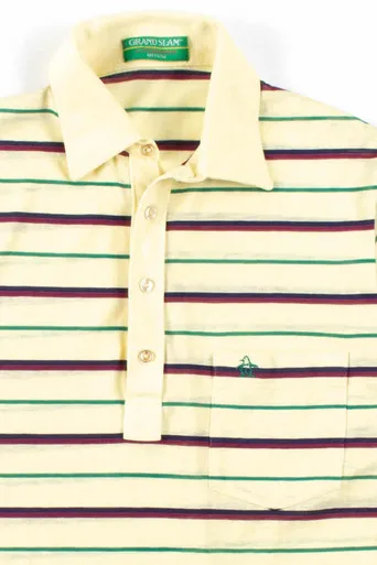 Yellow Striped Munsingwear Polo Shirt