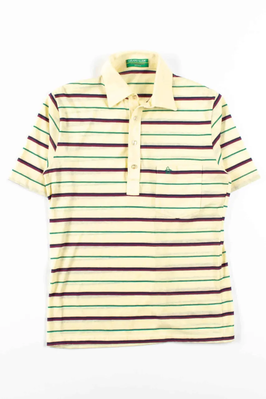 Yellow Striped Munsingwear Polo Shirt