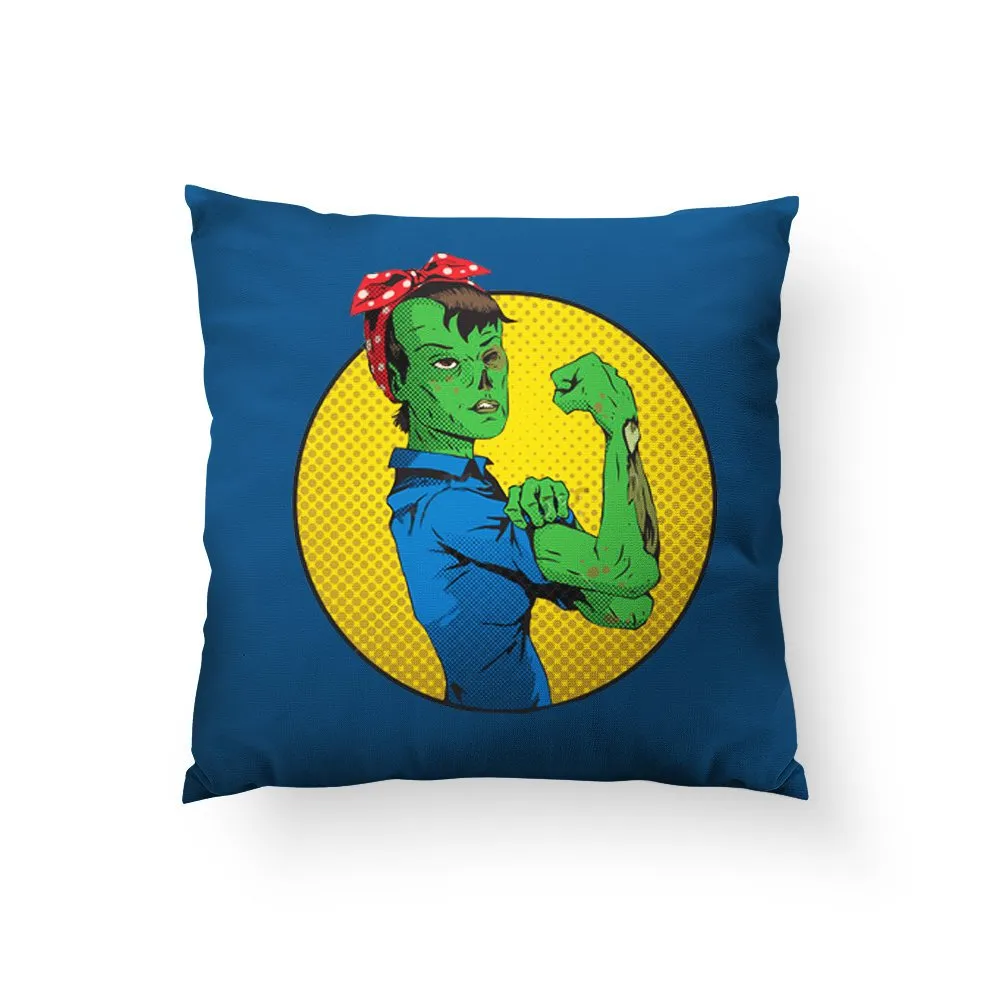 Zombie Pillow, Halloween Home Decor, Funny Pillow, Feminist Pillow, Spooky Home Decor, Funny Halloween Gift, Rosie Riveter, We C